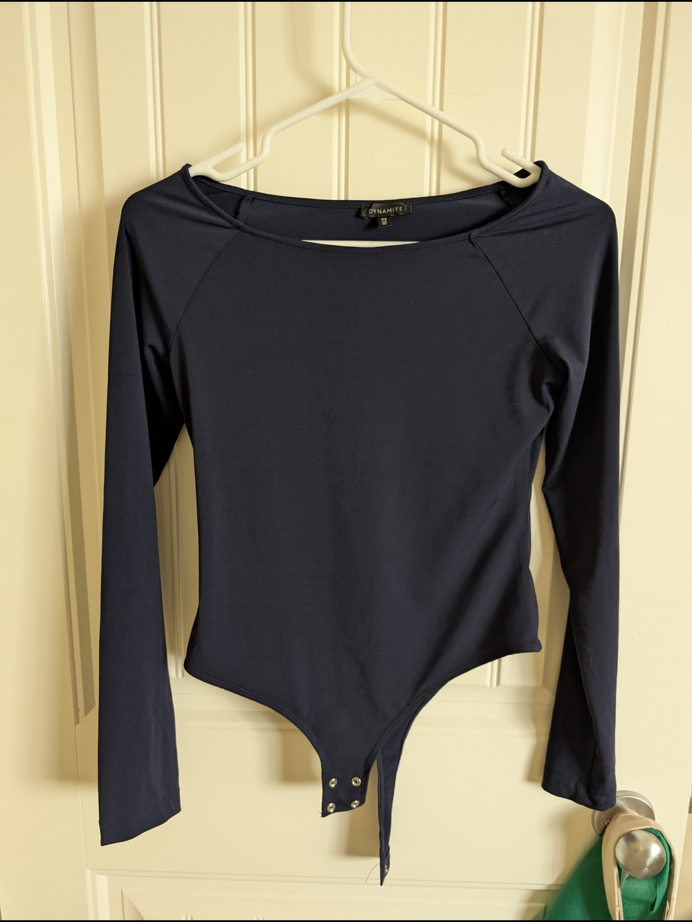 Dynamite Navy Long Sleeve Boat Neck Bodysuit